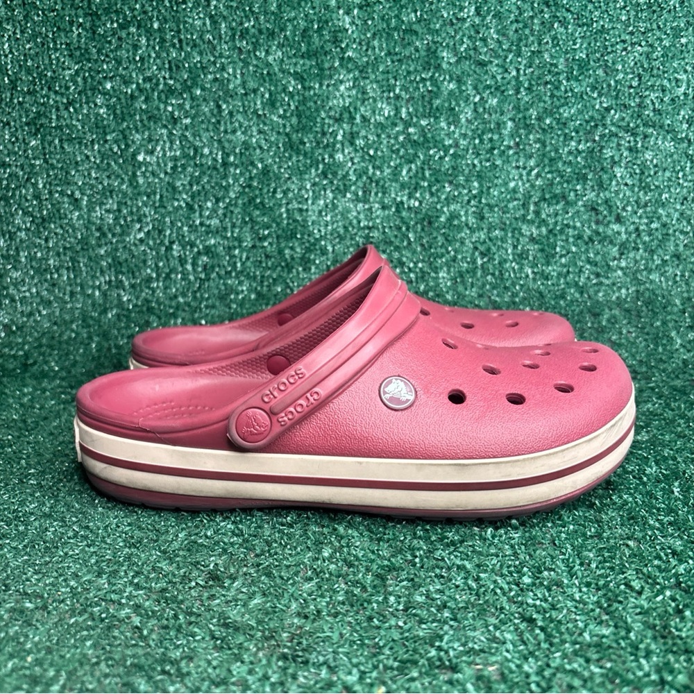 CROCS Crocband Clog Raspberry Striped  Women's 9 / Men's‎ 7 Shoes Slip On Casual